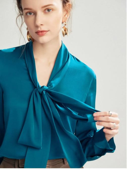 Scarf - collar Ribbon Silk Blouse