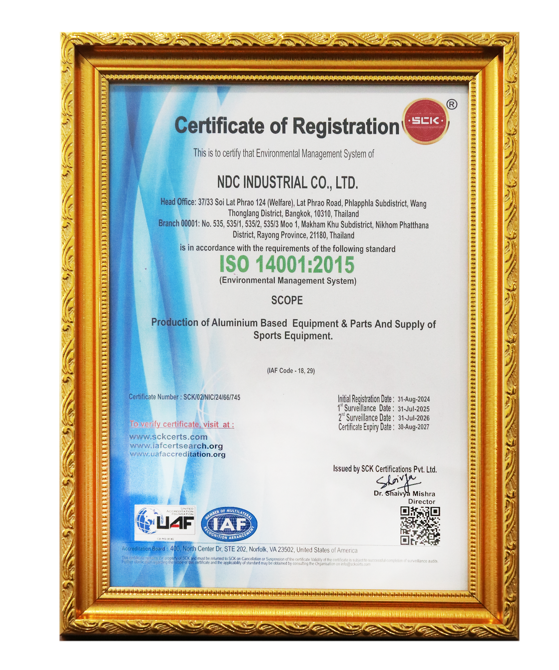 Certificate of Registration