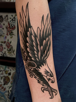 Traditional American Eagle Tattoo on Forearm