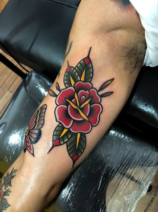 Traditional Red Rose Tattoo