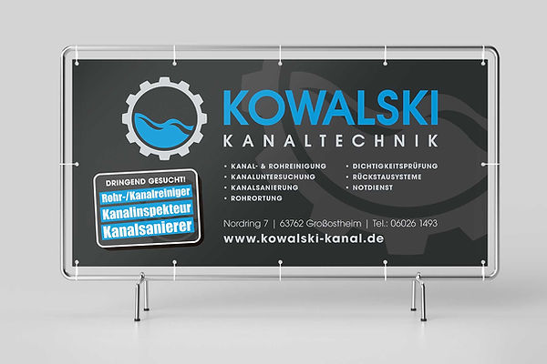 Bauzaunbanner Kowalski Kanaltechnik – Corporate Design von Klement Design