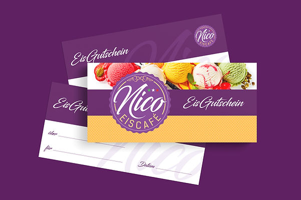 Eisgutschein Nico Eiscafé – Corporate Design von Klement Design