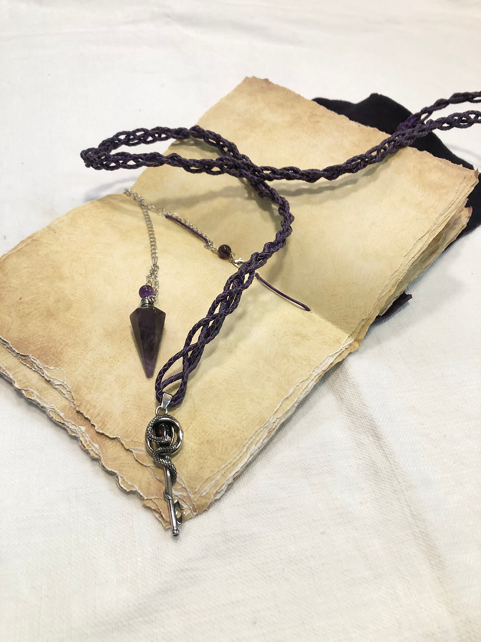 Thumbnail: Purple Handcrafted Leather Spell Journal 