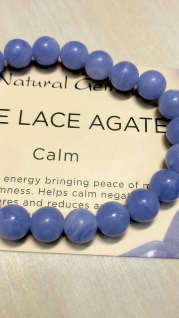 Thumbnail: Blue Lace Agate 8mm Round Beaded Bracelet 