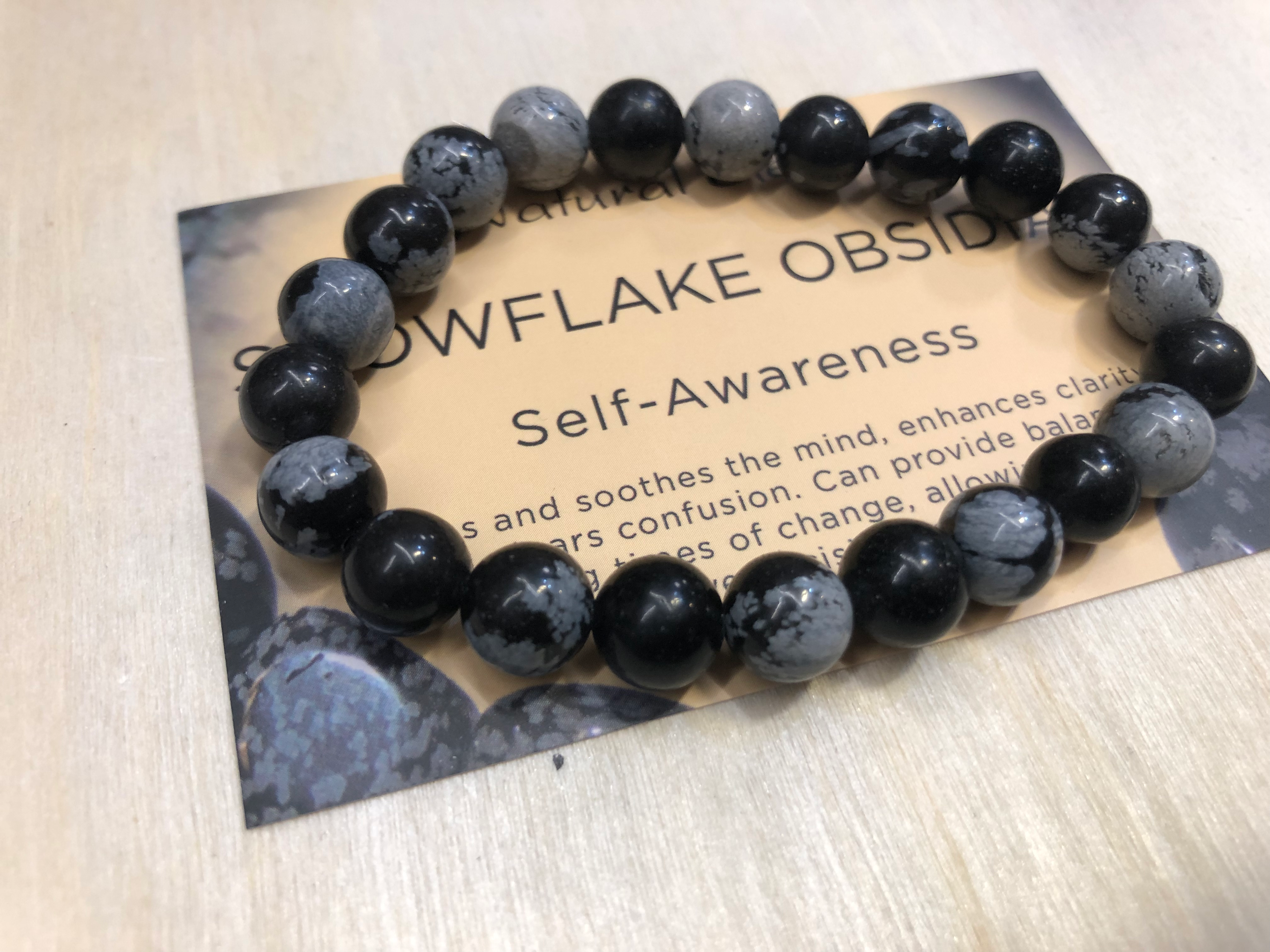 Snowflake Obsidian 8mm Round Beaded Bracelet 