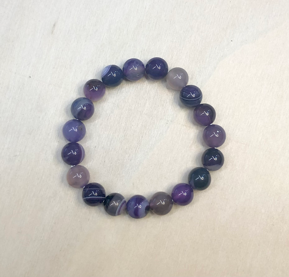 Thumbnail: Chevron Amethyst Bracelet 10mm Round Beads