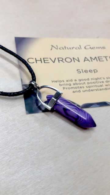Thumbnail: Chevron Amethyst Dream Amethyst Point Pendant on Cotton Cord