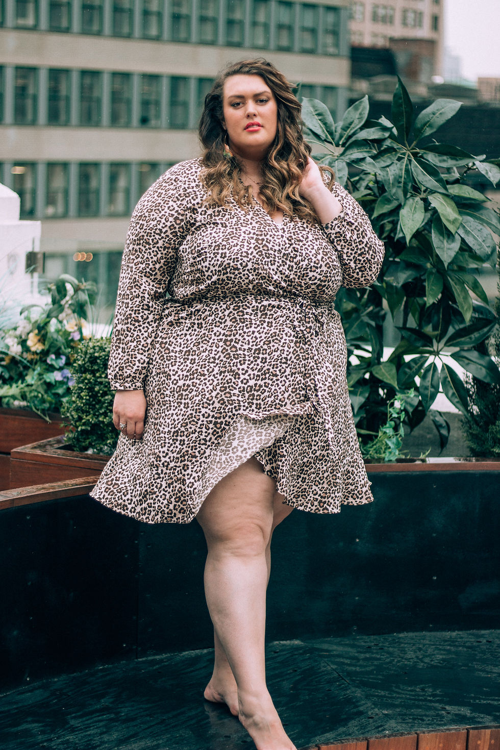 LOFT Plus Leopard Print Ruffle Wrap Dress