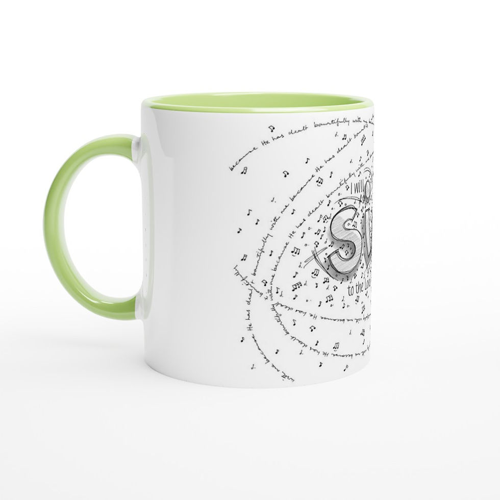 Thumbnail: 'I will Sing' from Psalm 13 on a White & Green Ceramic Mug