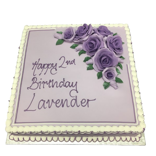 Bespoke 16-square cake adorned with intricate rose decorations, crafted in Solihull, West Midlands.