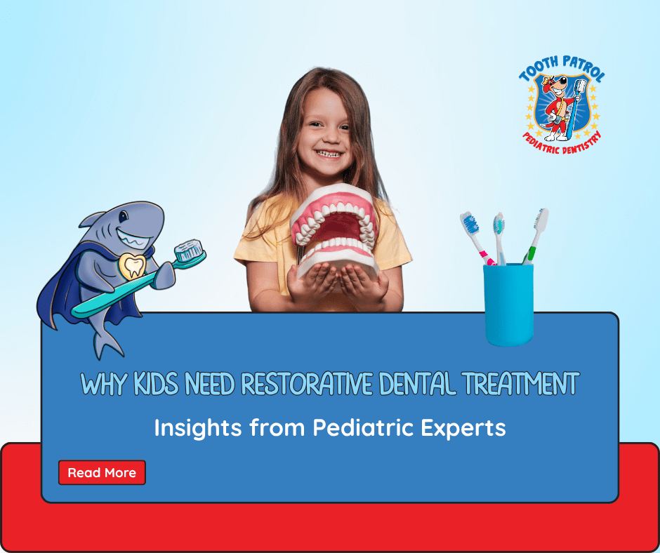 Pediatric dentist explaining restorative treatment to young patient