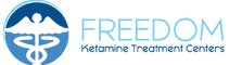 Freedom Ketamine Treatment Centers logo with blue caduceus symbol on white background, representing compassionate ketamine th