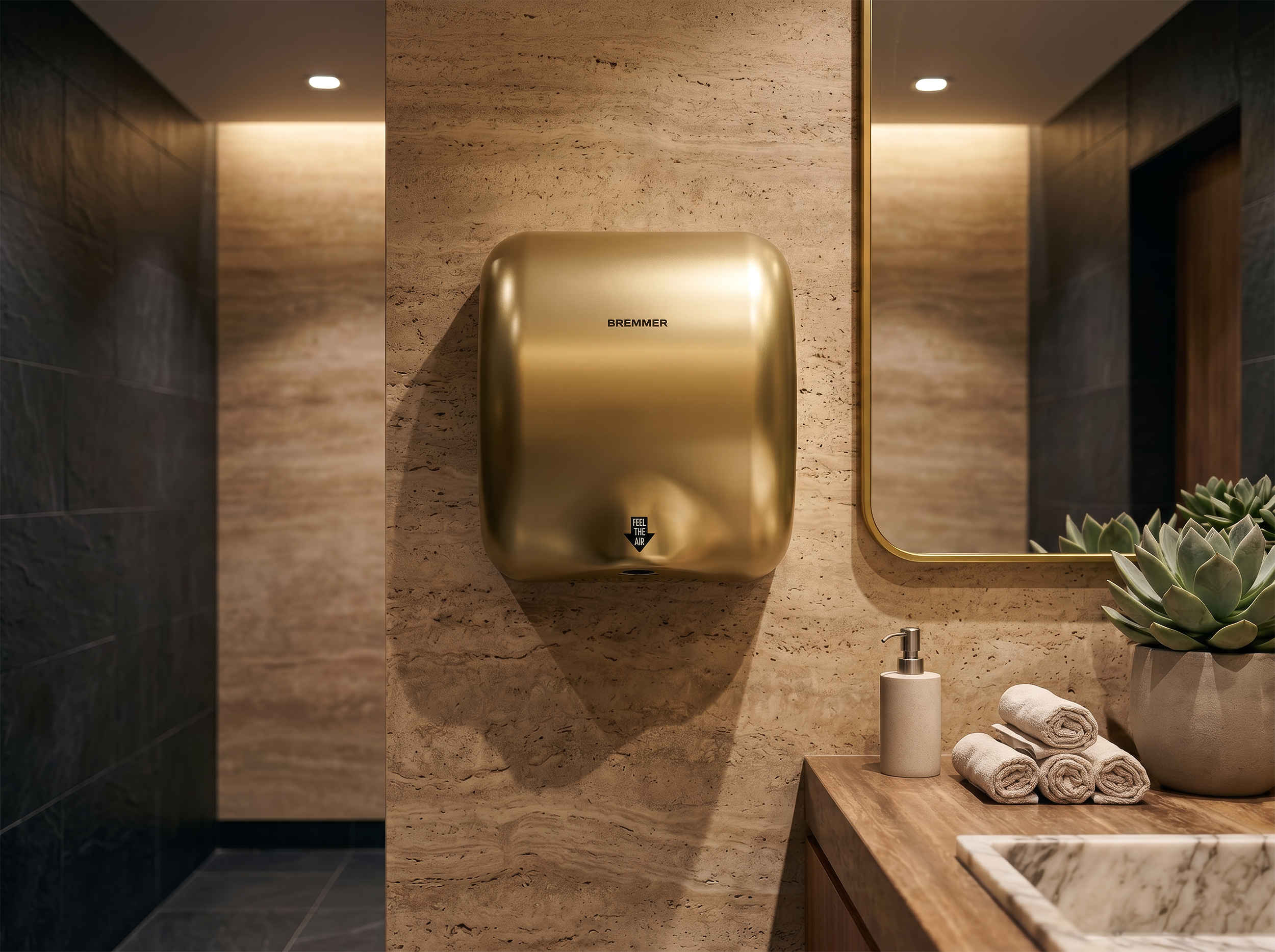 Generic Turbo Hand Dryer in Brass view 2