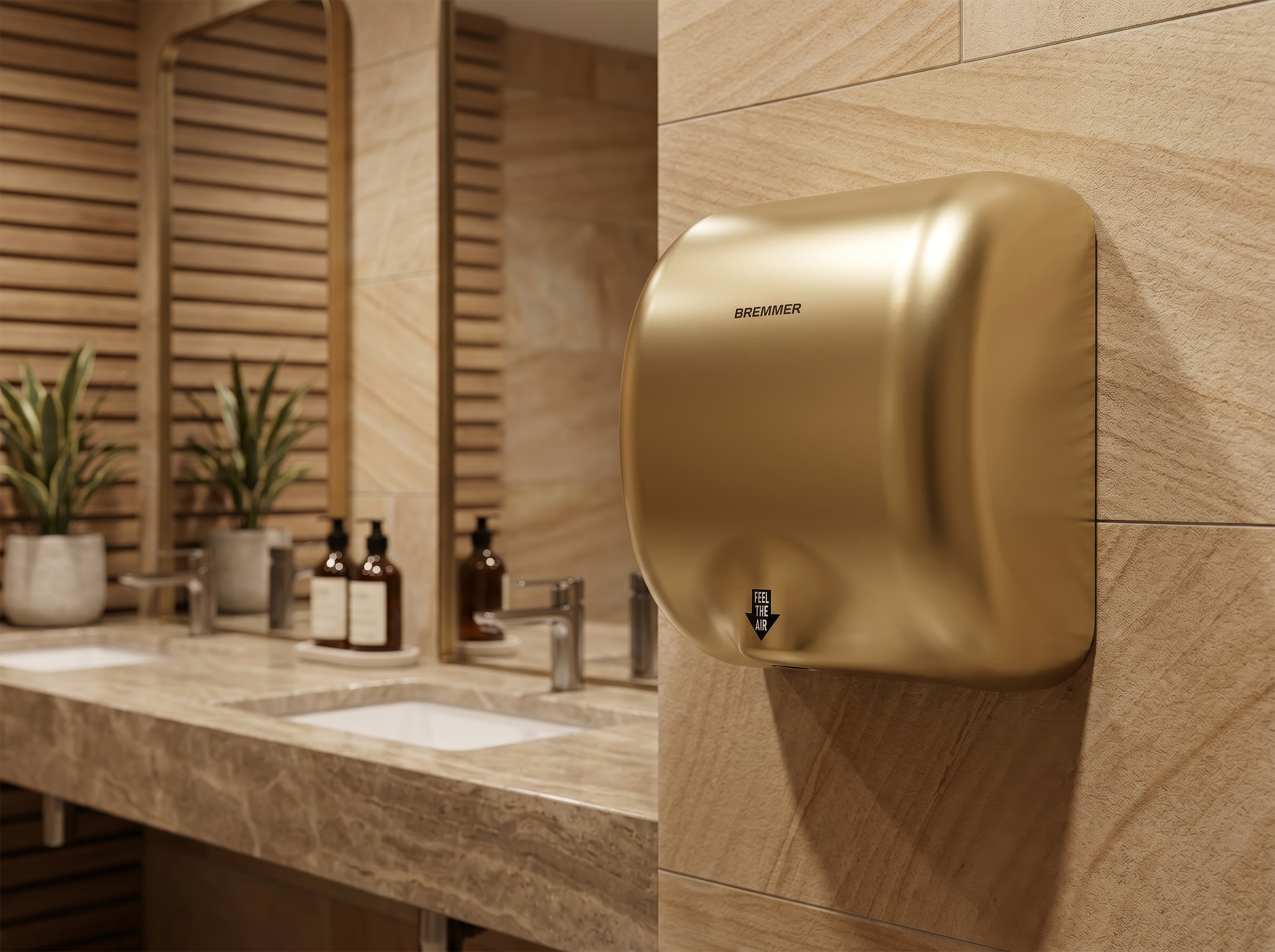 Generic Turbo Hand Dryer in Brass view 3