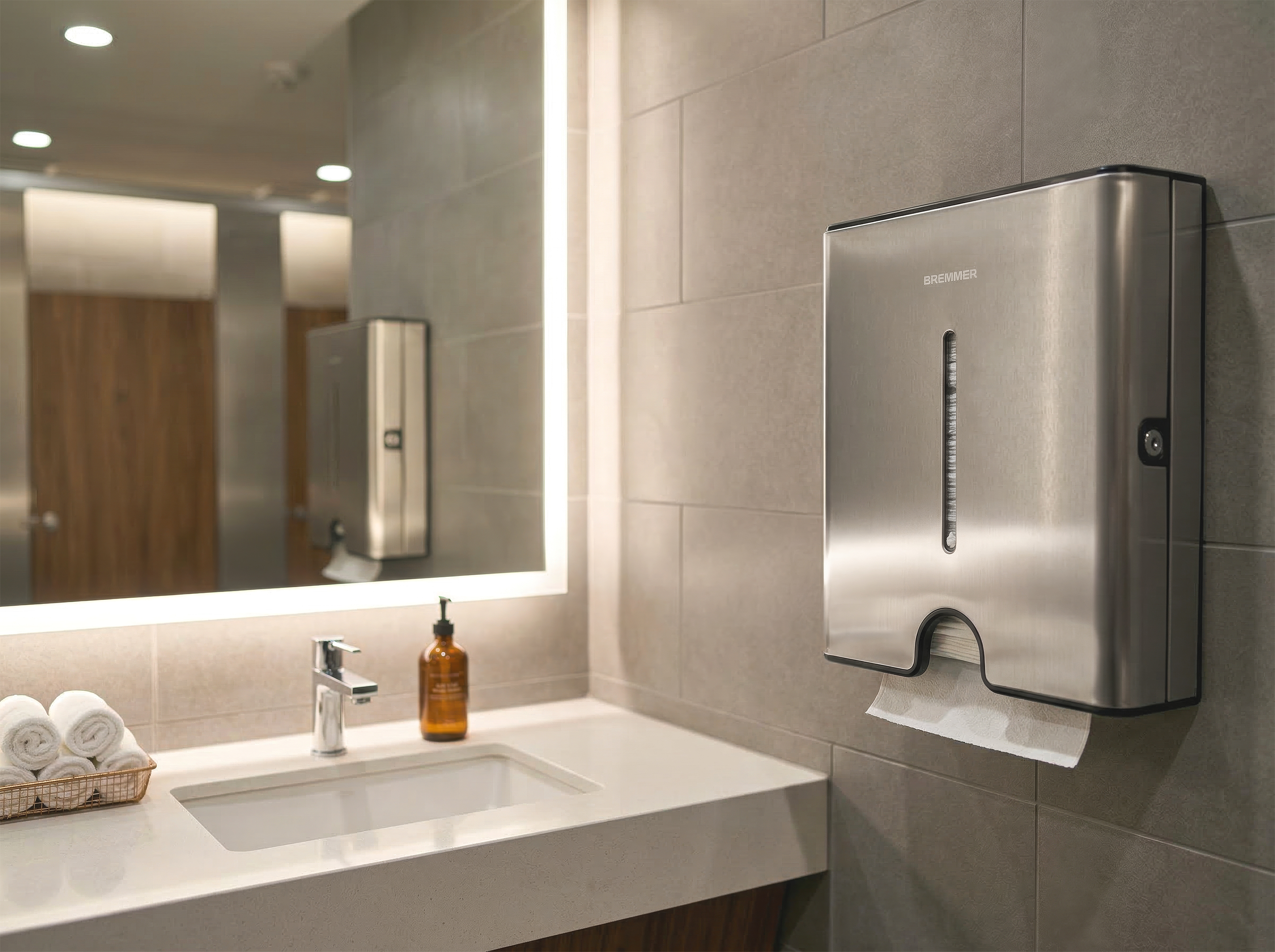 Sentra Paper Towel Dispenser in Brushed Steel view 2