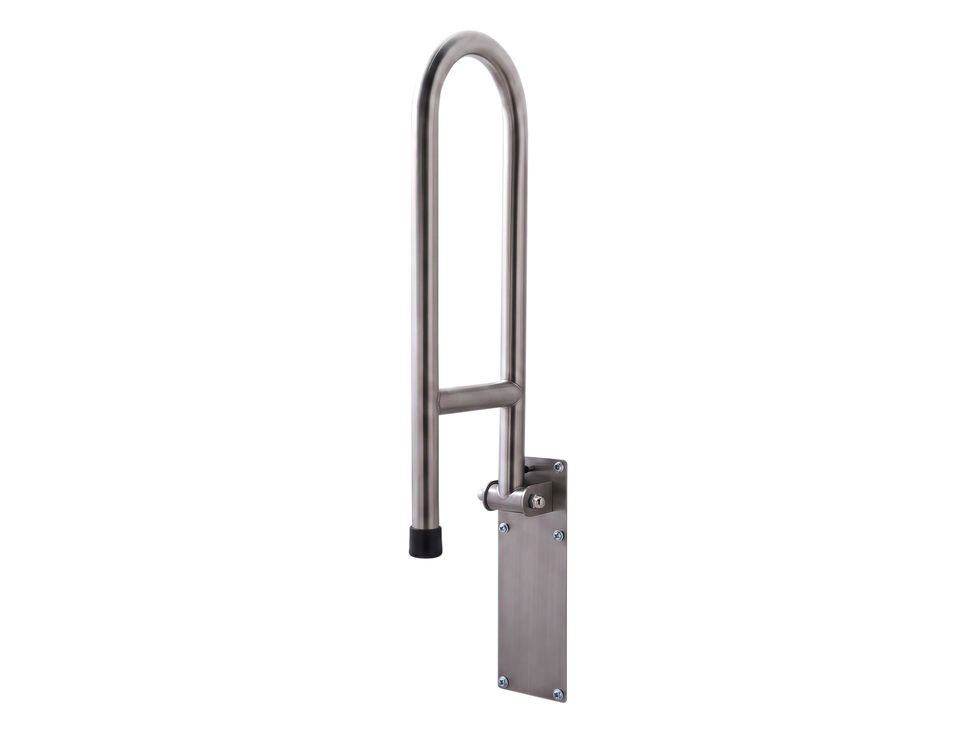 Rina Swing-up Grab Bar in brushed steel side cutout