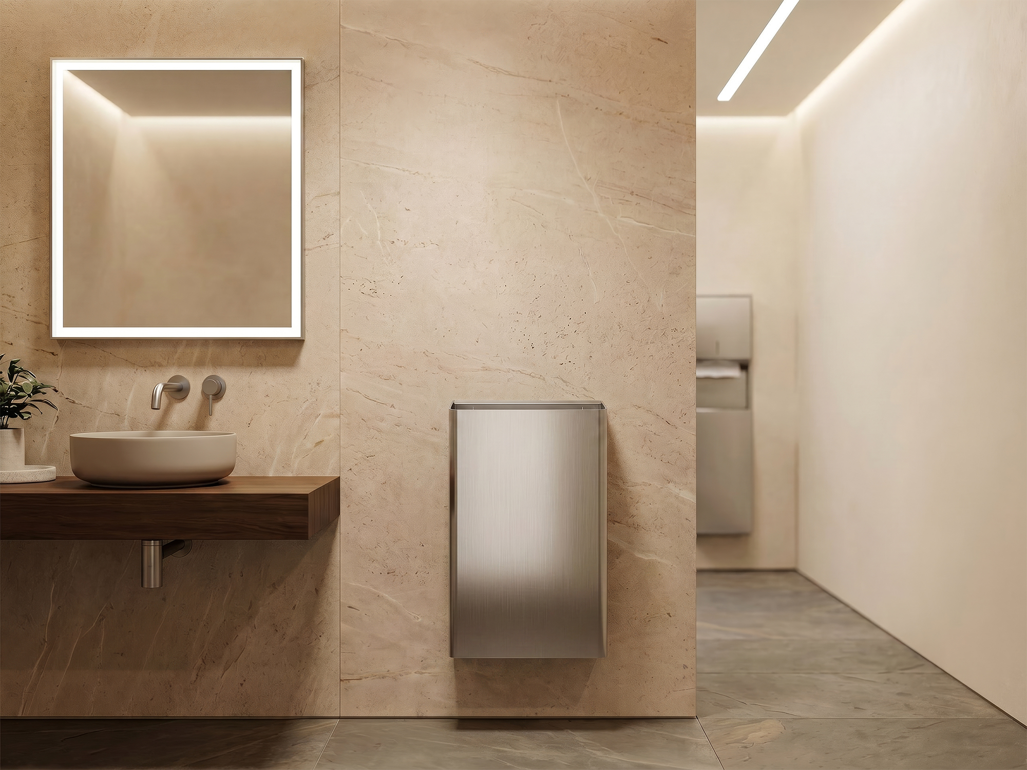 Tera Wall Mounted Bin in Brushed Steel view 2