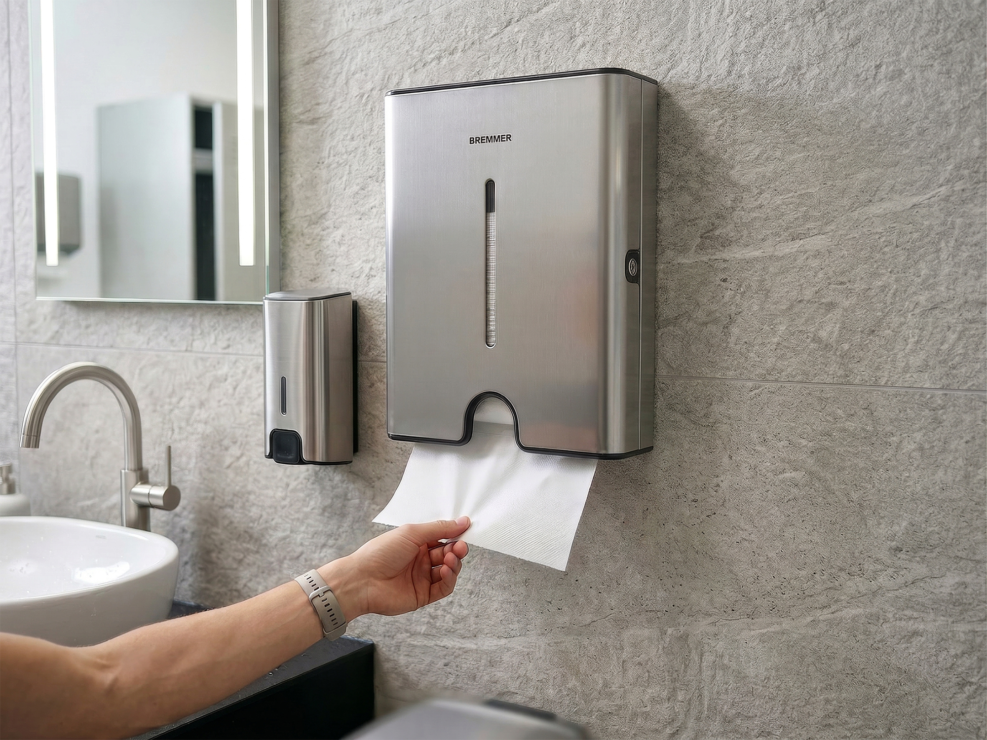 Sentra Paper Towel Dispenser in Brushed Steel view 7