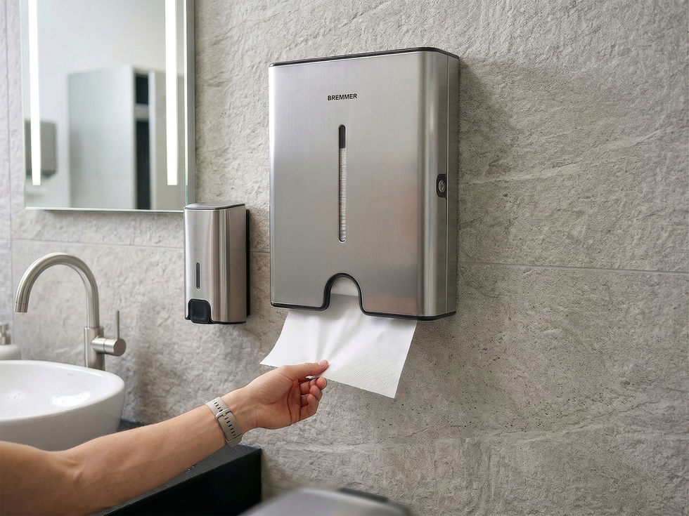 Sentra Paper Towel Dispenser in Brushed Steel lifestyle scenario