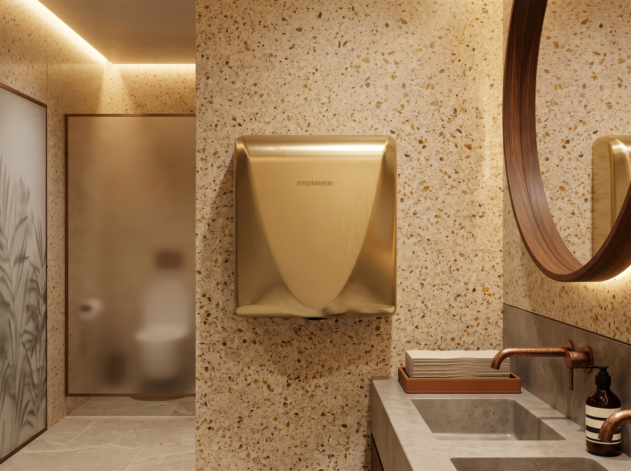 Blade Hand Dryer in Brushed Brass view 7