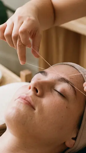 Brow threading for sensitive skin