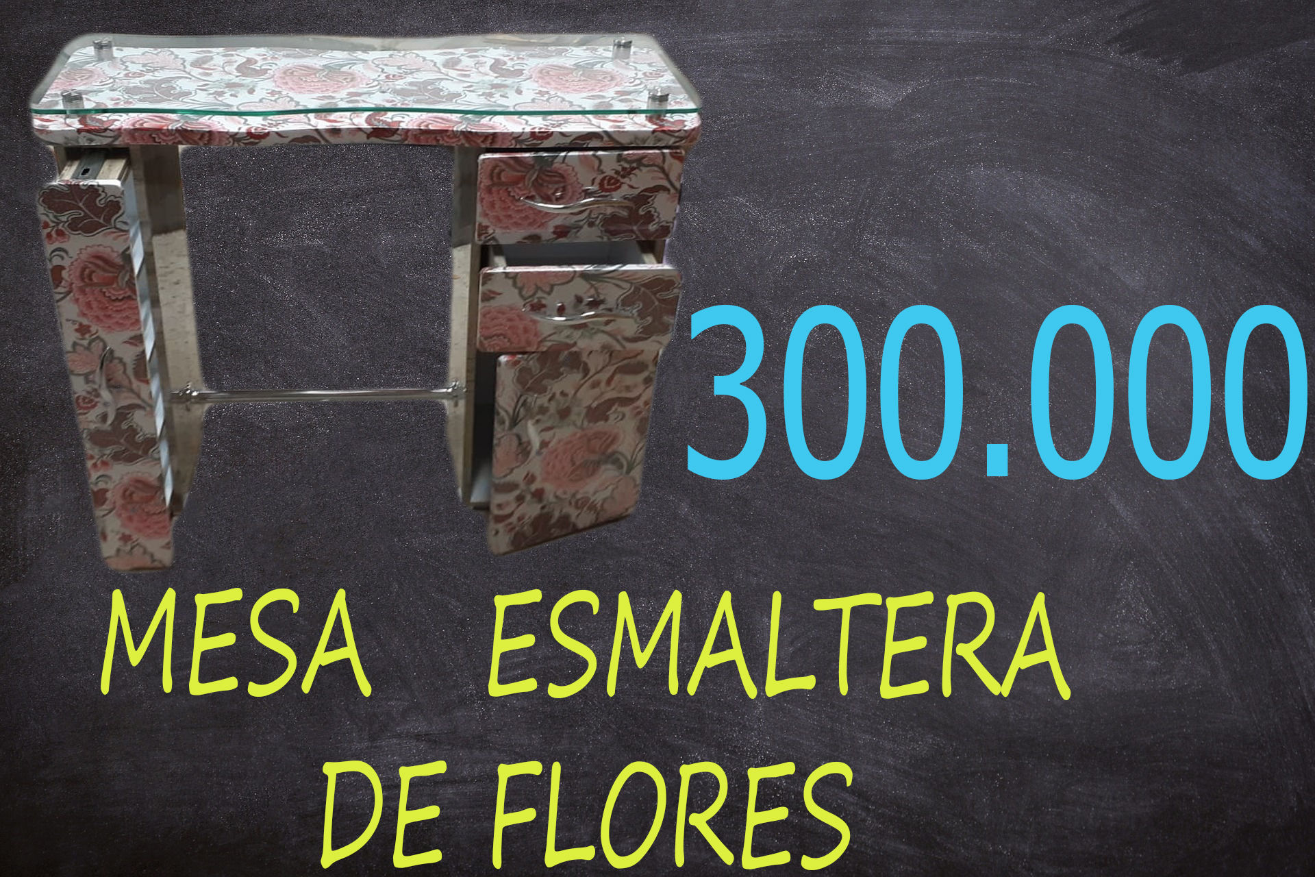 MESA ESMALTARE CON DECORADO DE FLORES