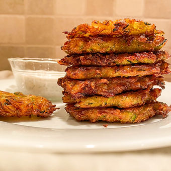 Fried Zucchini Fritters with Dill Sour Cream