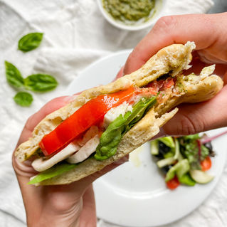 Vegan Caprese Sandwiches on Homemade Focaccia