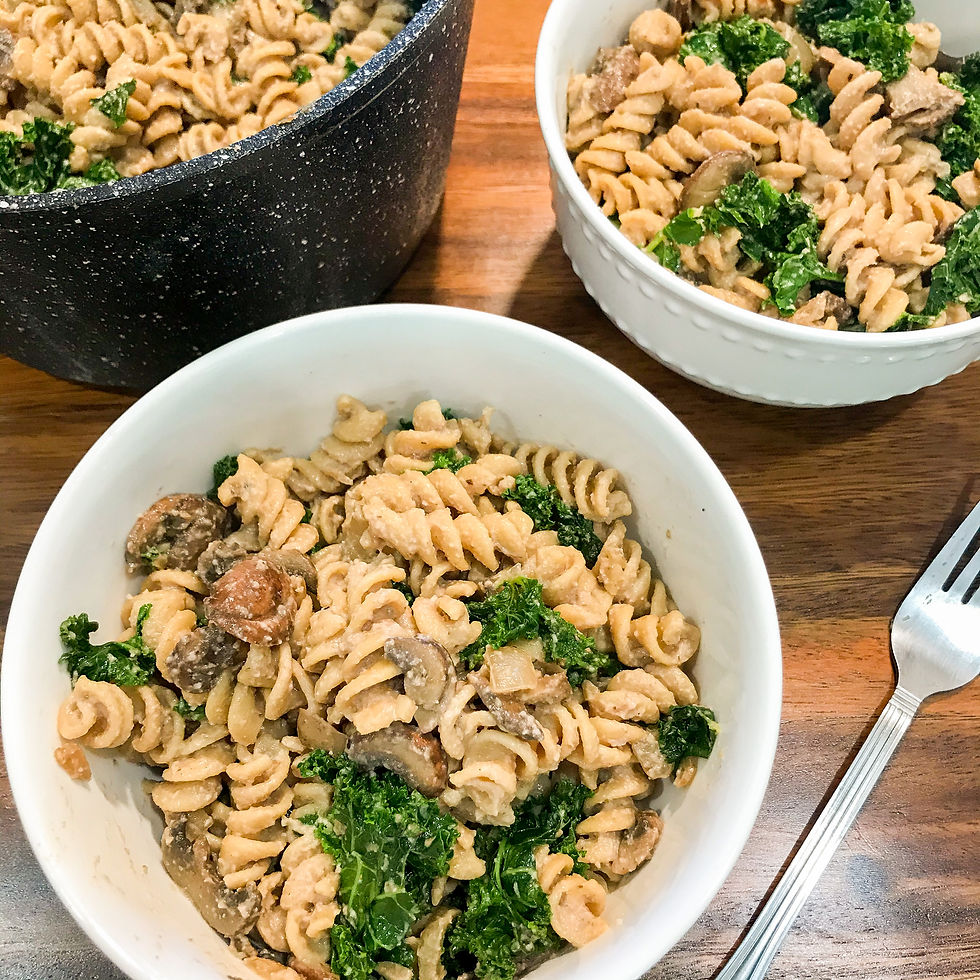 Creamy Dairy-Free Mushroom & Kale Pasta