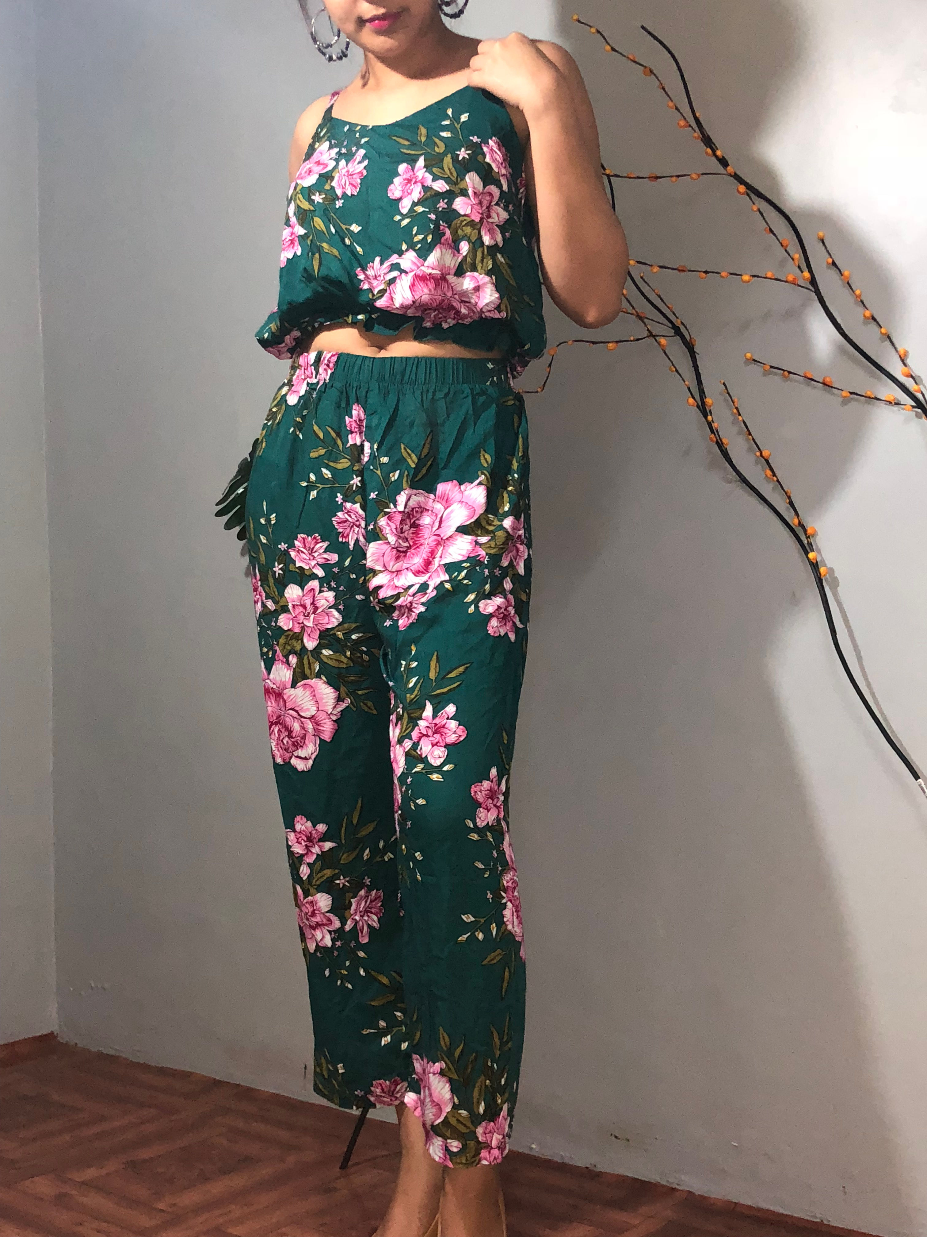 Two Piece Flower Printed