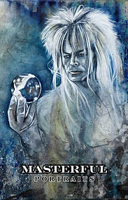 David Bowie holding a crystal ball.