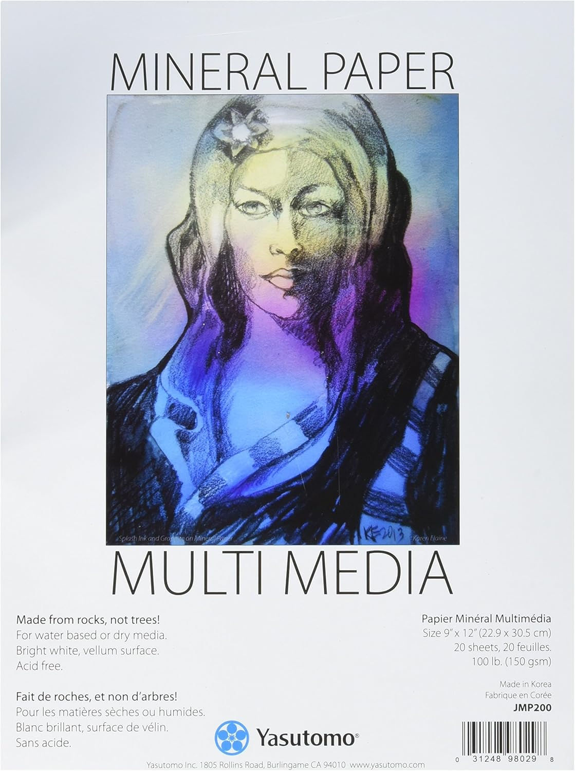 Yasutomo JMP200 20 Sheet Multi-Media Mineral Paper Pad, 9" by 12"