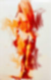 Impressionistic red figure painting.