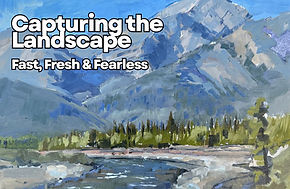 Oil painting of a mountain landscape in the daytime.