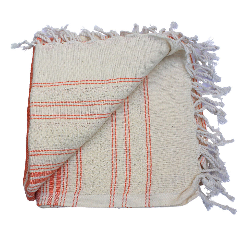 Thumbnail: Cancun Waves Turkish Bath Towel, Peshtemal, Hammamtowel, Hammamdoek - Orange