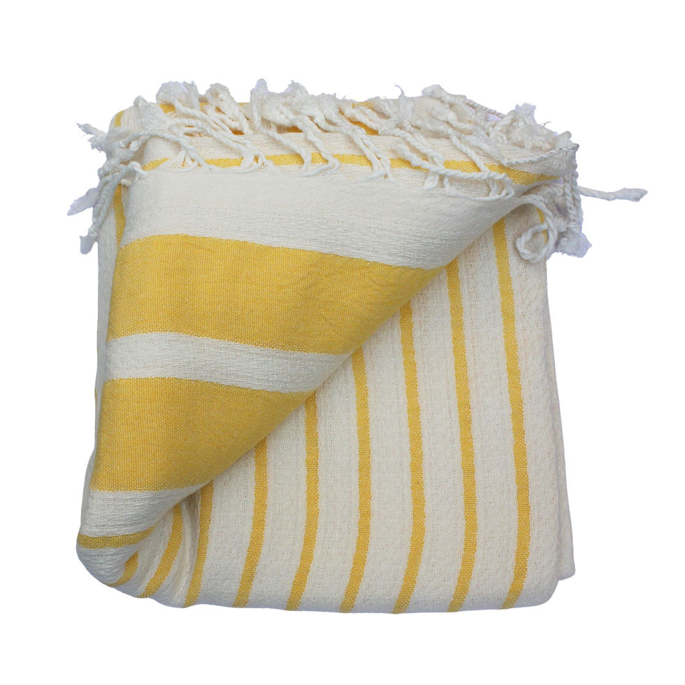 Thumbnail: Santorini Breeze Turkish Bath Towel, Peshtemal, Hammamdoek - Yellow