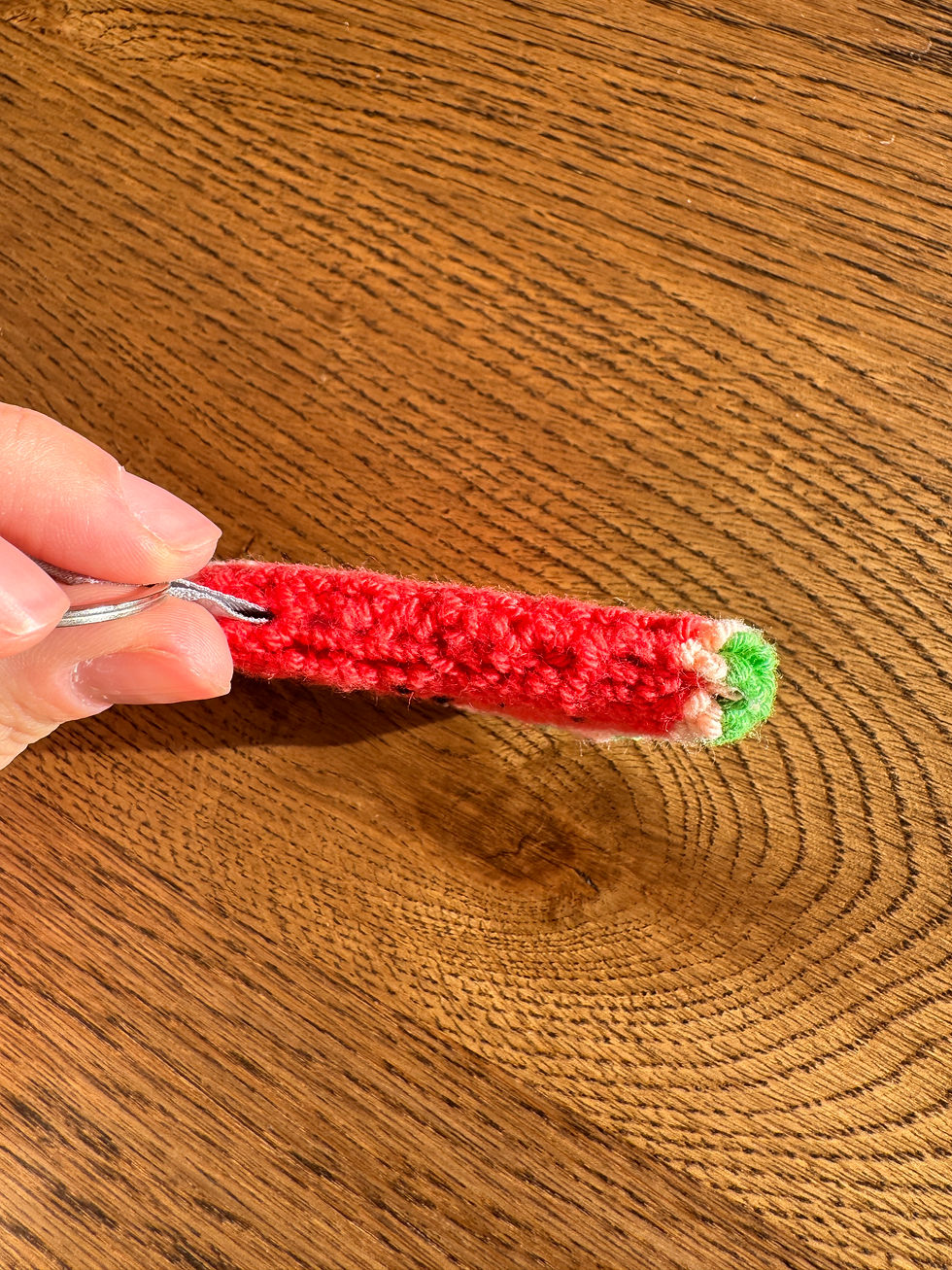 Thumbnail: Double-Sided Punch Needle Watermelon Keychain – Handmade Cotton Keyring, Gift