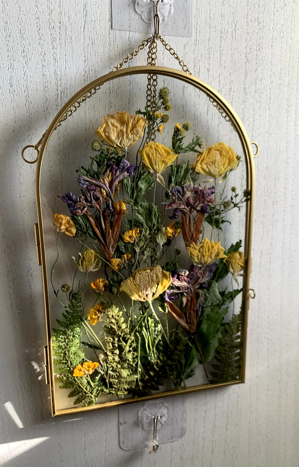 Thumbnail: 6"x9.5" Garden of Buttercups  & Iris - Arched Spring Flower Window