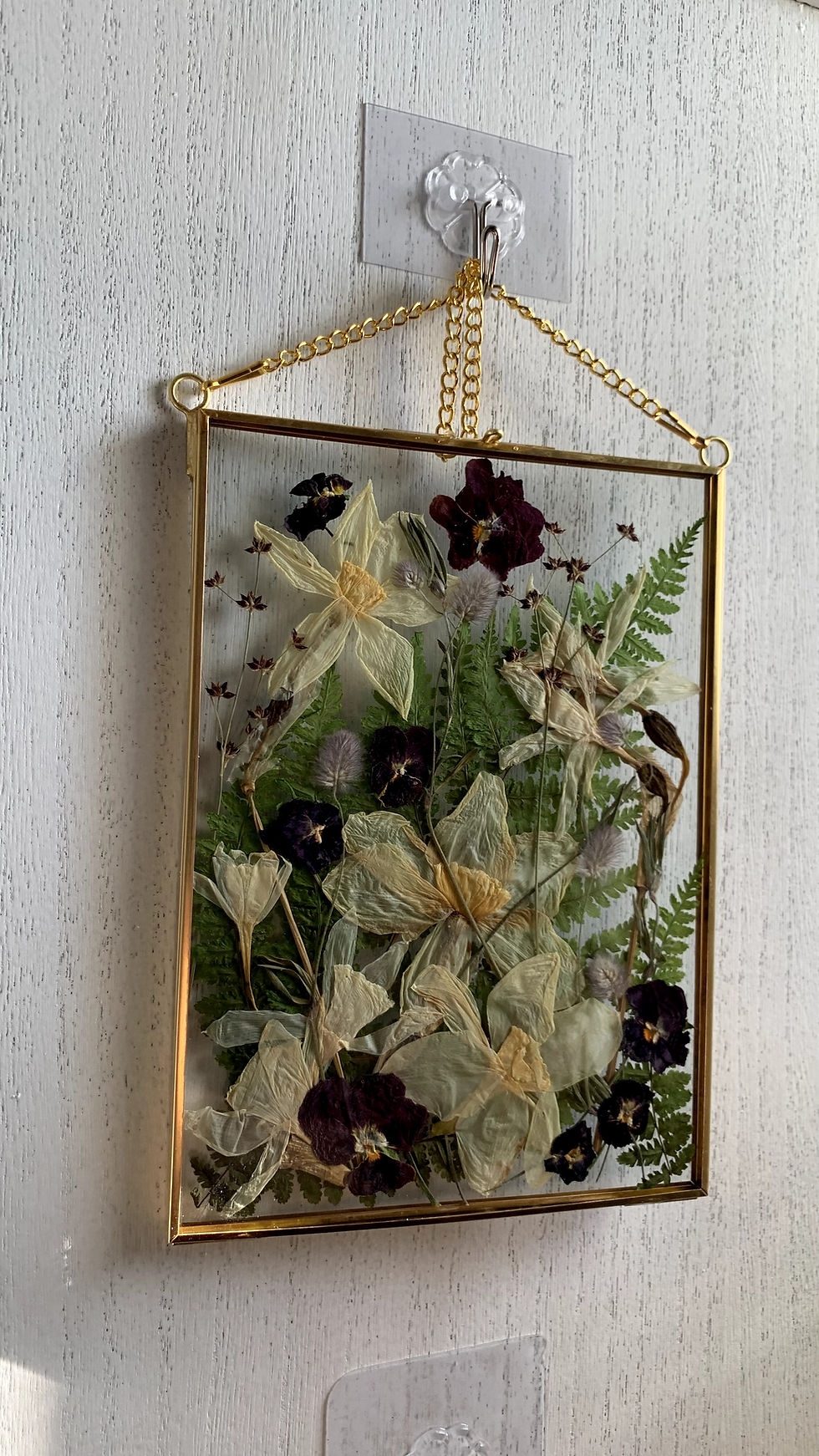 Thumbnail: 5"x7" White Daffodils & Ruby Pansies - Spring Flower Window