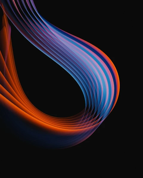 A multicolored neon ribbon on a black background