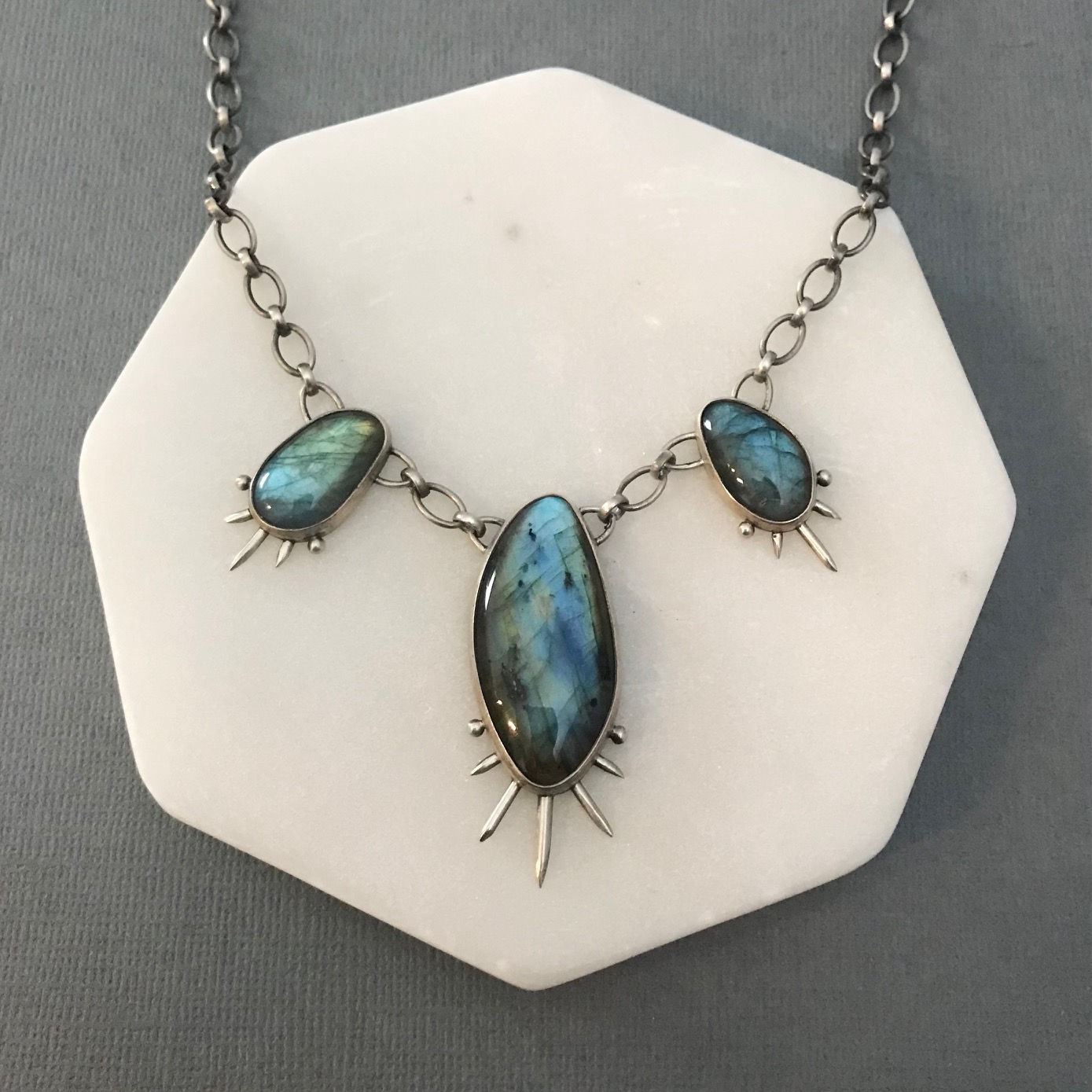 Triple Spiked Labradorite Necklace