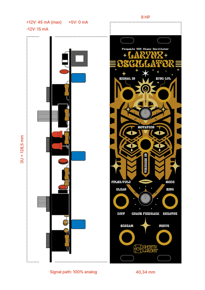 LARYNX OSCILLATOR Module: Gold Faceplate & PCB