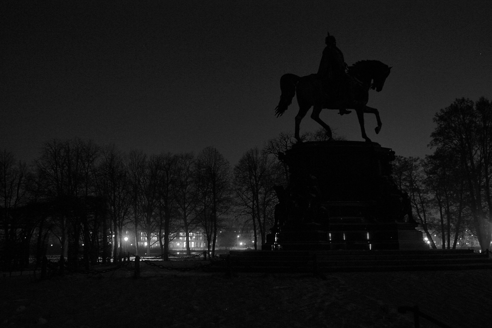 Equestrian Statue at Night
