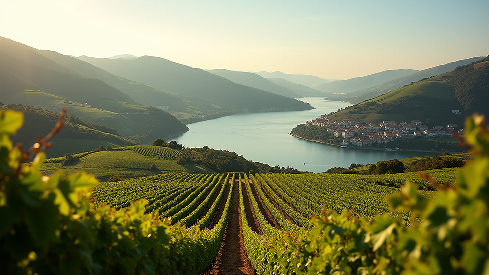 Vista panorâmica das vinhas do Douro durante a vindima
