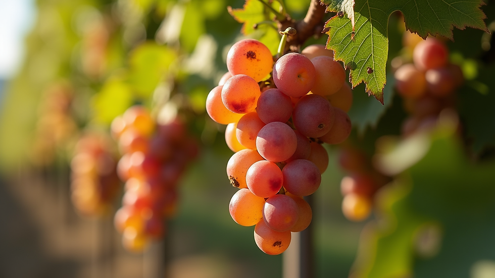 Close-up de cachos de uvas maduras prontas para a colheita no Douro