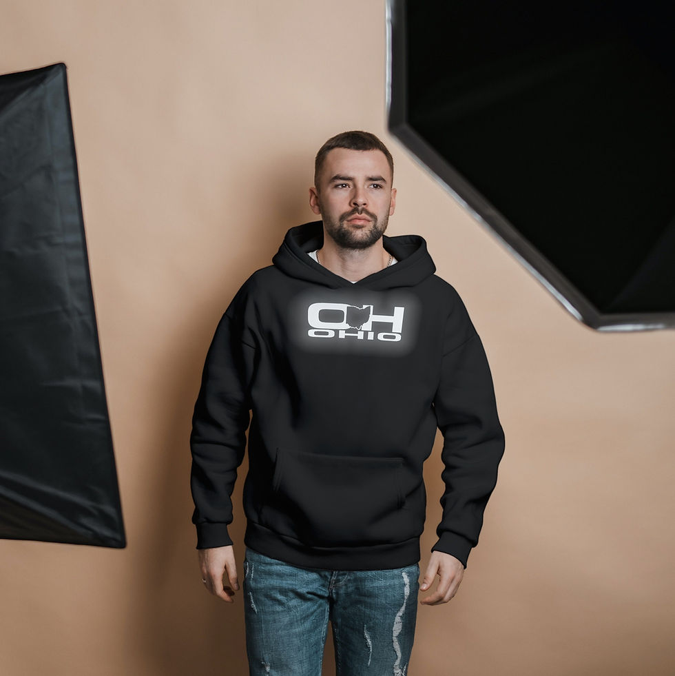 Thumbnail: Ohio OH Reflective Logo Black Pullover Hooded Hoodie Hoody