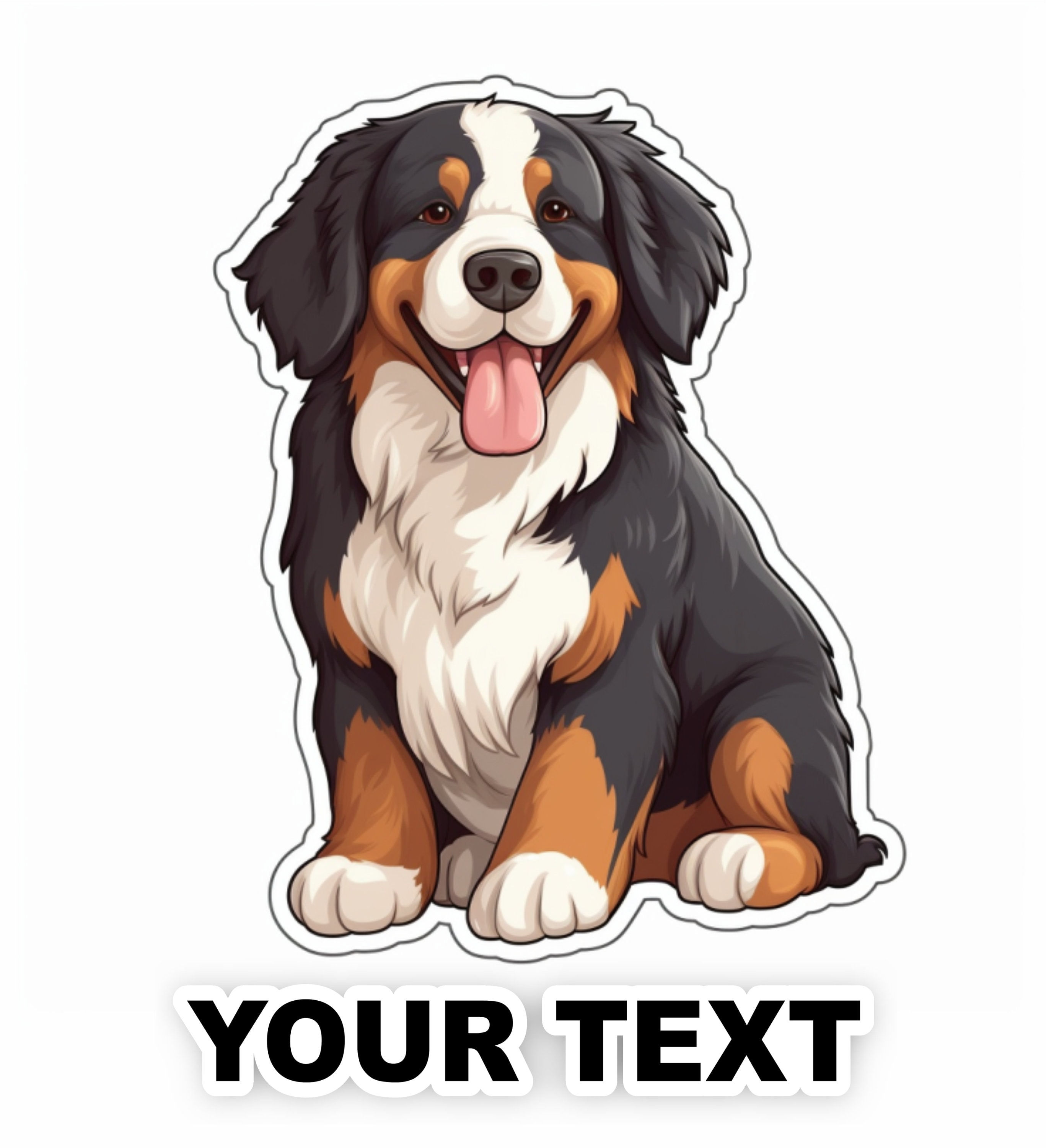 Set of 2 Bernese Mountain Dog Decal Stickers with Free Custom Text - Full Color 