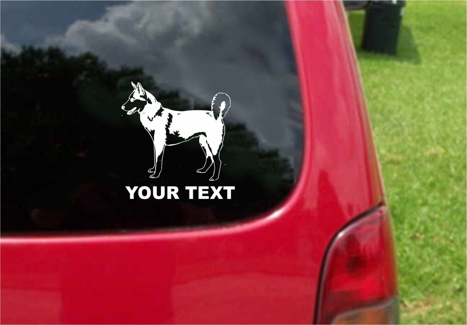 Set (2 Pieces) Siberian Husky Dog Sticker Decals with custom text 20 Colors To C