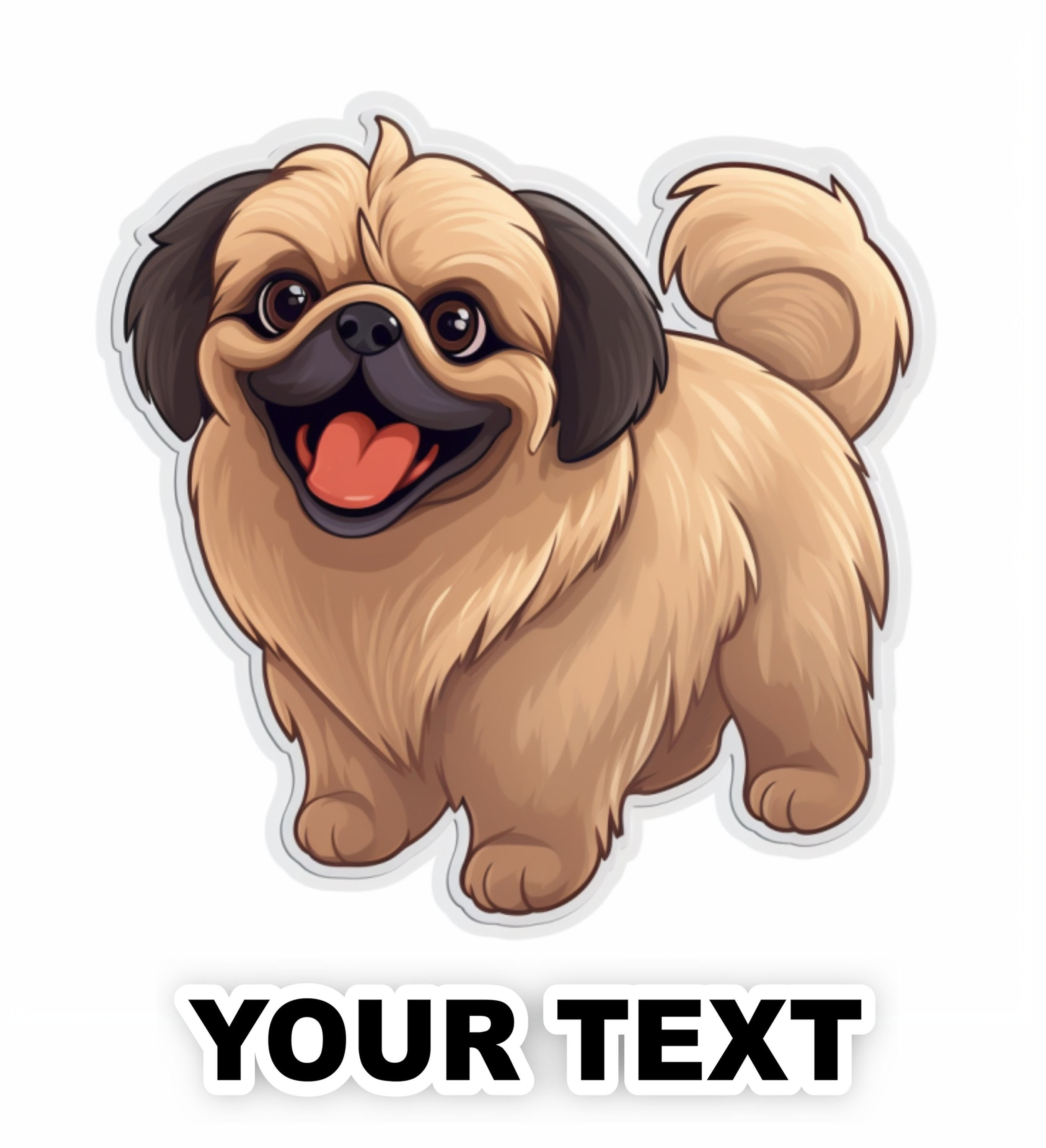 Set of 2 Pekingese Dog Decal Stickers with Free Custom Text - Full Color and Wea