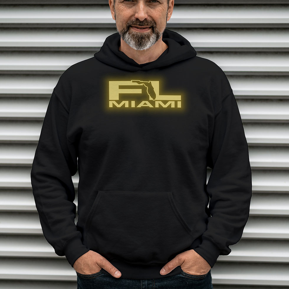 Thumbnail: Miami FL Reflective Logo Black Pullover Hooded Hoodie Hoody